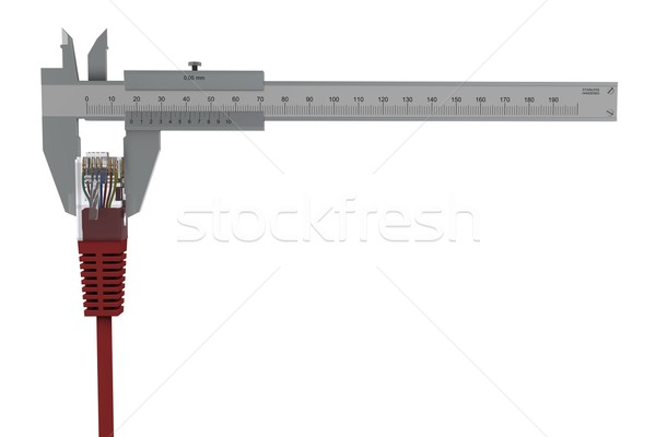 Caliper measures the network connector. 3D rendering Stock photo © cherezoff