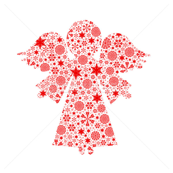 Angel silhouette filled with snowflakes Stock photo © cherezoff