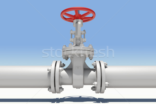 White industrial valves and pipe with shadow Stock photo © cherezoff