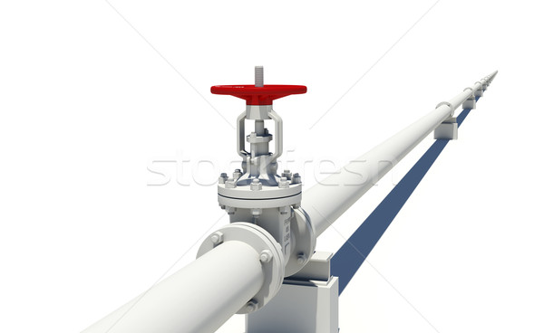 Three-dimensional model of valve connected to pipe flanges Stock photo © cherezoff