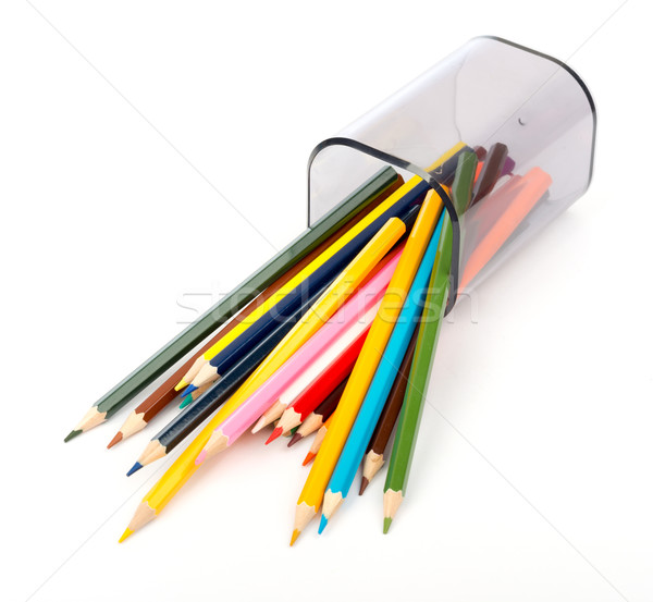 Bleistift Tasse Buntstifte isoliert weiß Stock foto © cherezoff