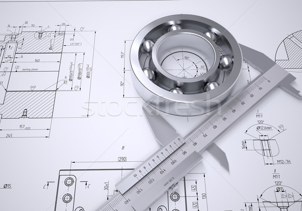 Caliper and bearing in the drawing Stock photo © cherezoff