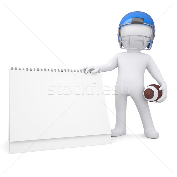 3d man holds a football helmet desk calendar Stock photo © cherezoff
