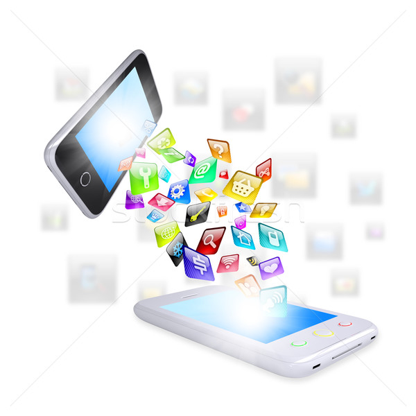 Two smartphone share content Stock photo © cherezoff