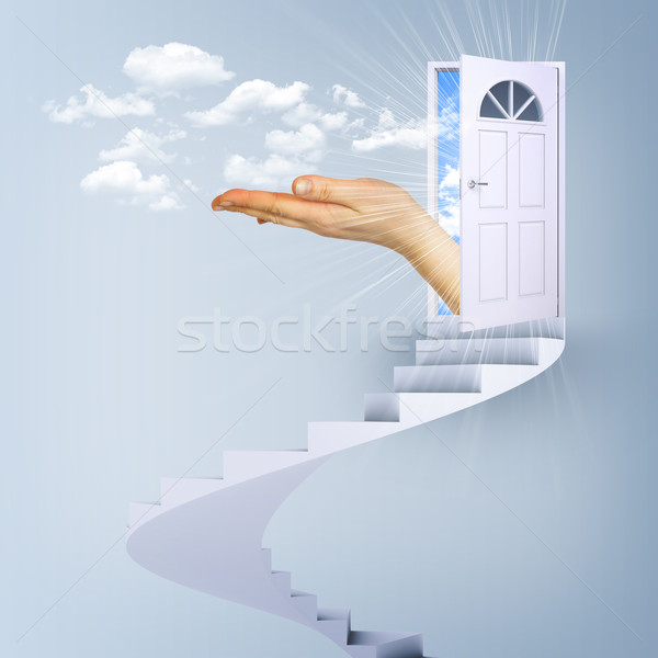 Foto stock: Espiral · escaleras · magia · puertas · mano · líder