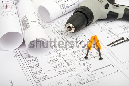 Stock photo: Screwer on draft with drill