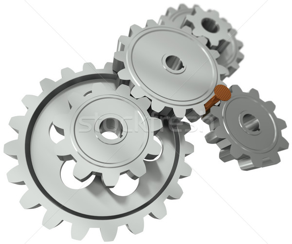 Nail between gears - a symbol obstacle in business Stock photo © cherezoff