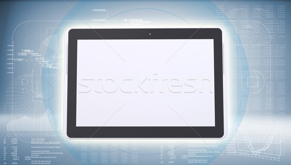 Tablet PC on high-tech blue background Stock photo © cherezoff