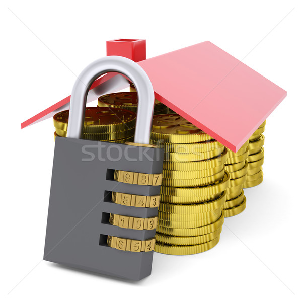 House made of dollars and combination lock Stock photo © cherezoff