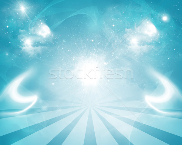 Abstract blue background is magic sky and stripes at bottom Stock photo © cherezoff