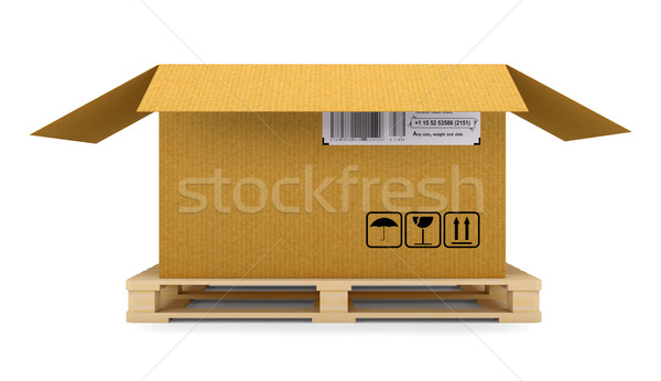 Opened cardboard box on wooden pallete Stock photo © cherezoff