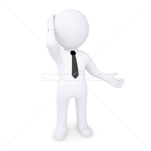 3d white human thoughtfully hand on the head Stock photo © cherezoff