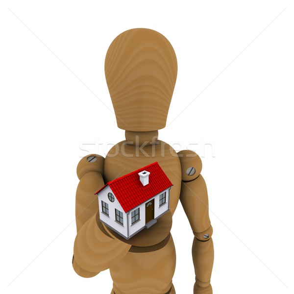 Om casă roşu acoperiş Imagine de stoc © cherezoff
