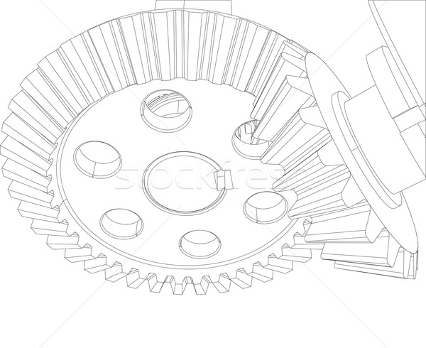 Gears with bearings and shafts. Close-up. Vector Stock photo © cherezoff