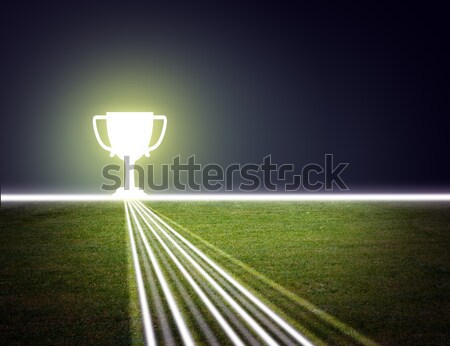 Abstract background with winner cup and blu sky Stock photo © cherezoff