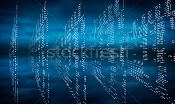 Foto stock: Binário · computador · código · matriz · azul · abstrato