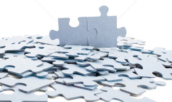 Holz Puzzleteile isoliert weiß Papier Textur Stock foto © cherezoff