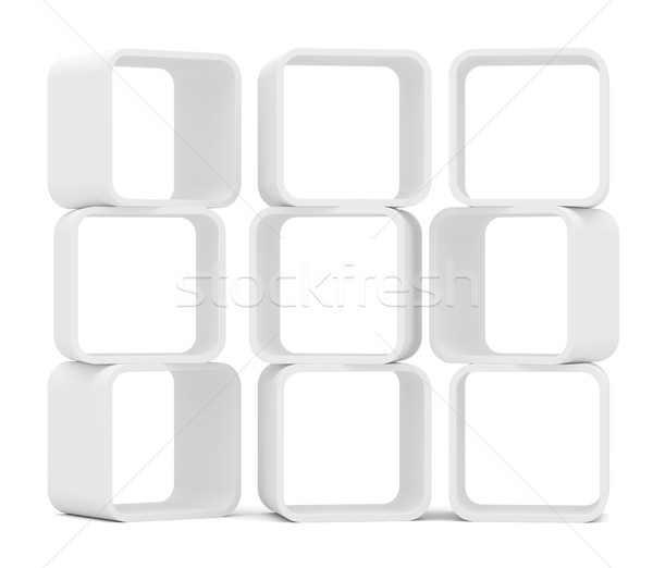 Three empty white rounded showcase. Isolated Stock photo © cherezoff