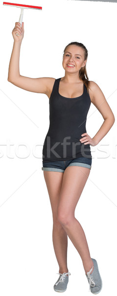 Woman using squeegee. Full length Stock photo © cherezoff