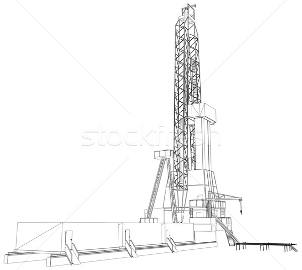 Piattaforma petrolifera dettagliato isolato bianco vettore Foto d'archivio © cherezoff