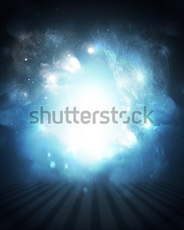 Abstract blue background is night sky and stripes at bottom Stock photo © cherezoff