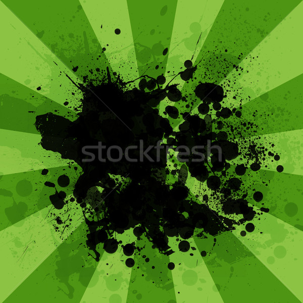 Abstract background is black blotches and green stripes at center Stock photo © cherezoff