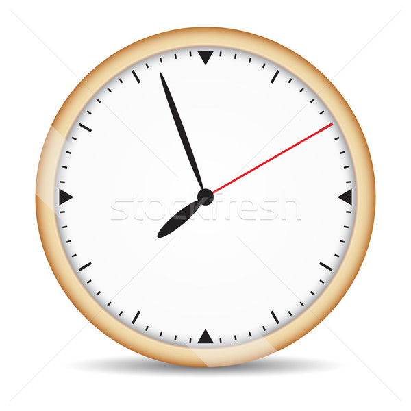 Round clock with brown frame and red second hand Stock photo © cherezoff