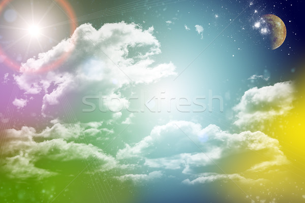 Felhők égbolt színes hold természet fény Stock fotó © cherezoff