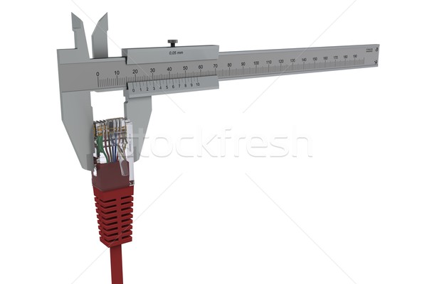 Caliper measures the network connector. 3D rendering Stock photo © cherezoff
