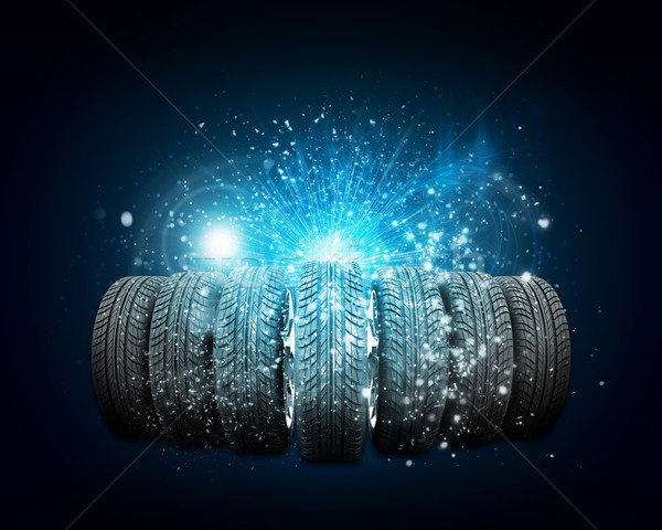 Car wheels. Abstract dark background is magic lines and stripes Stock photo © cherezoff