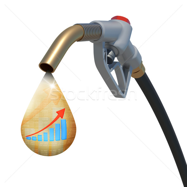 Stock photo: Graphical chart with arrows uprising inside of a drop