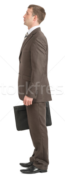 Empresario pie maleta aislado blanco oficina Foto stock © cherezoff