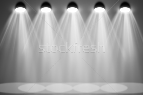 Tentoonstelling interieur spotlight grijs muur vloer Stockfoto © cherezoff