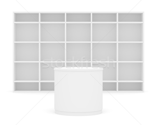 Weiß Poi Zylinder Regale Hintergrund 3D-Darstellung Stock foto © cherezoff