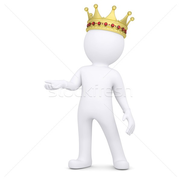 3d white man with a crown raised his hand Stock photo © cherezoff
