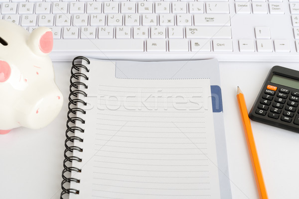 Füzet ceruza számológép billentyűzet iroda Stock fotó © cherezoff