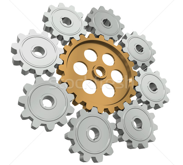 Group gears. Symbol leader in team work Stock photo © cherezoff