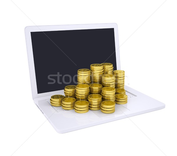 Monedas de oro portátil aislado hacer blanco seguridad Foto stock © cherezoff