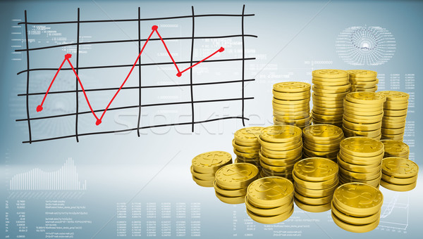 Gold coins and graph of price changes Stock photo © cherezoff