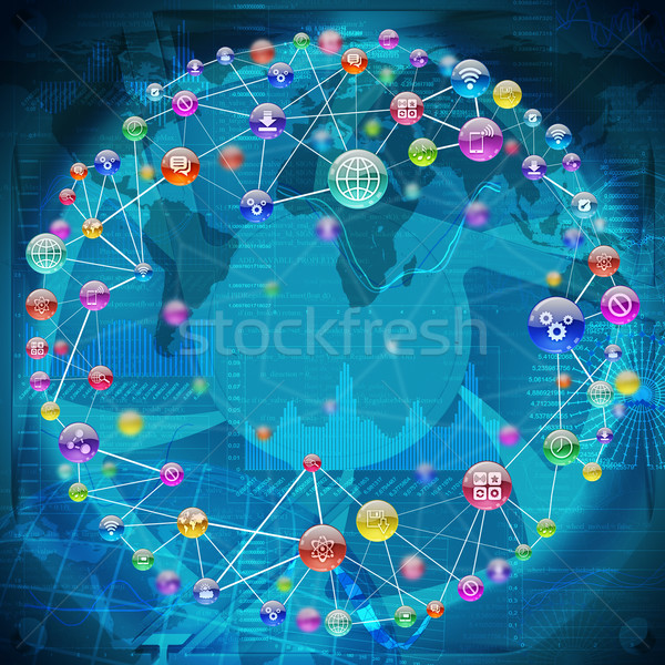 Background with colorful graphical charts and map Stock photo © cherezoff