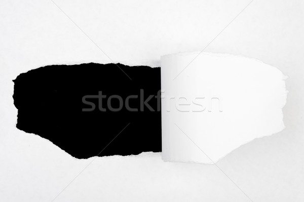 Zdjęcia stock: Czarna · dziura · puste · papieru · biały · widoku · papieru