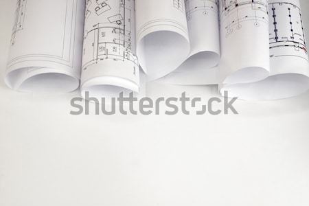 Foto stock: Arquitetônico · desenhos · branco · topo · ver