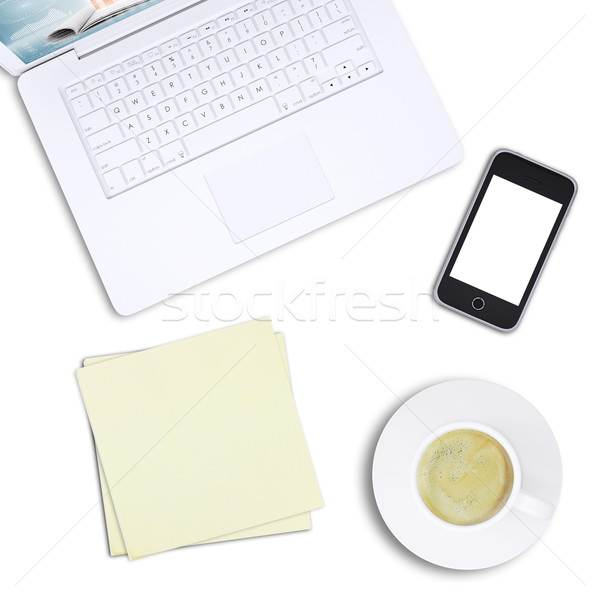 Weiß Laptop Briefbogen mobile top Ansicht Stock foto © cherezoff