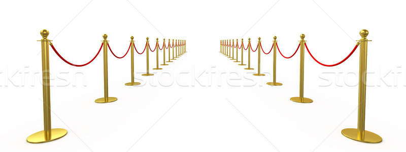 Golden fence, stanchion with red barrier rope Stock photo © cherezoff