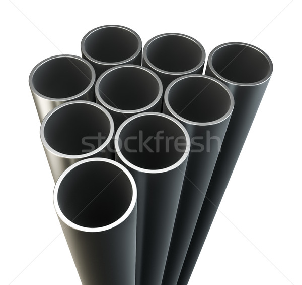 Stock photo: Steel metal tubes. Close-up