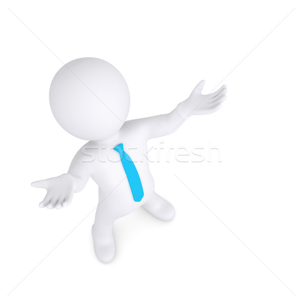Fehér férfi felemelt kezek felfelé 3d render izolált fehér Stock fotó © cherezoff