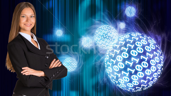 Empresária terno esferas dígitos abstrato Foto stock © cherezoff