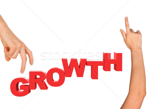 Womans fingers stepping on word growth Stock photo © cherezoff