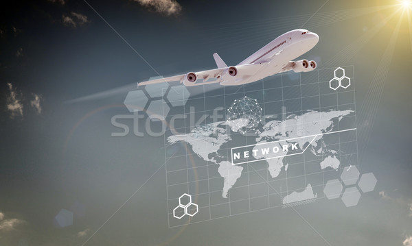 Wereldkaart jet grafieken technologie kaart wereld Stockfoto © cherezoff