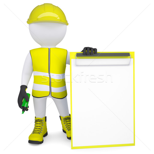 3d man in overalls with a checklist and a marker Stock photo © cherezoff